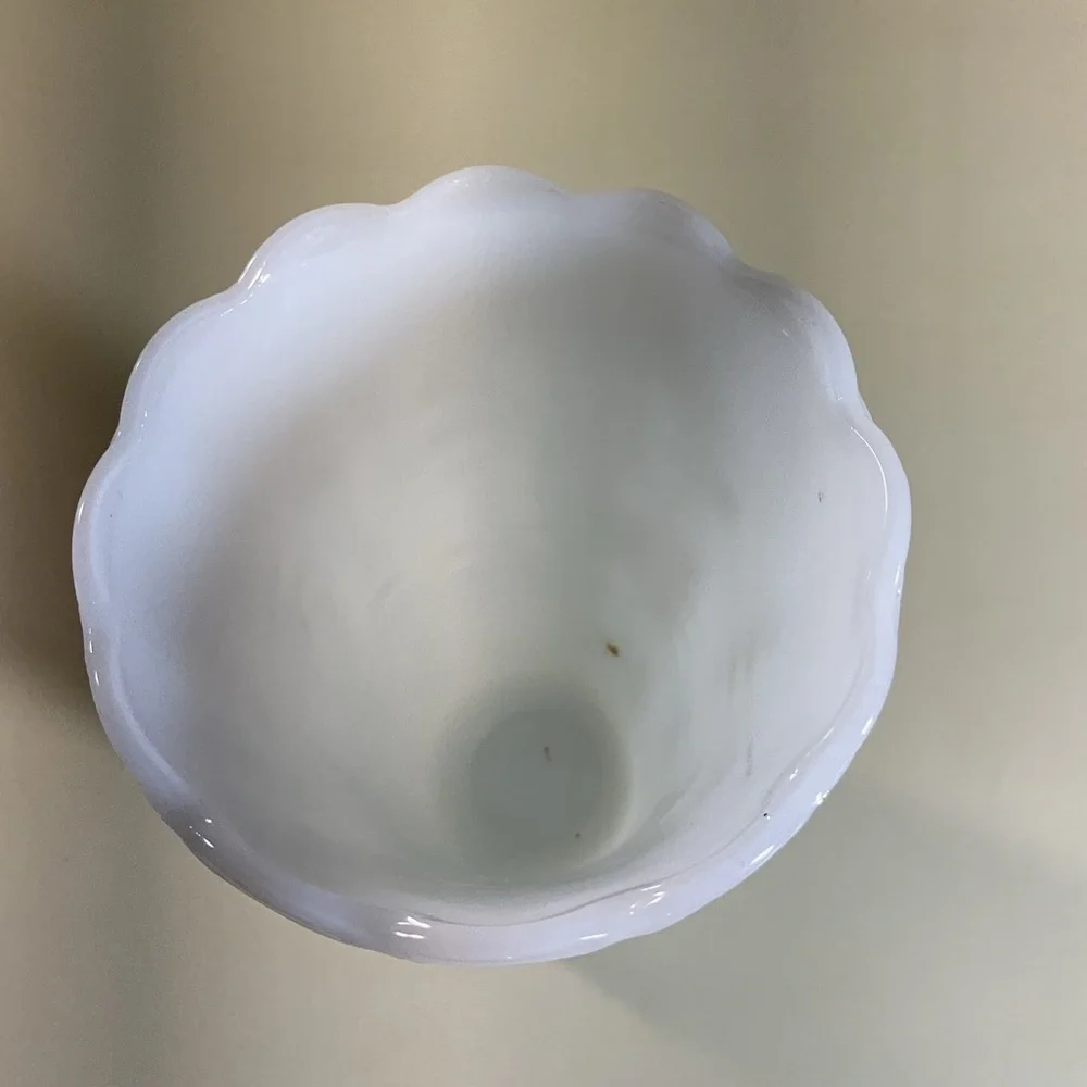 Vintage Milk Glass Vase Dots and Arrows Bubble Design White